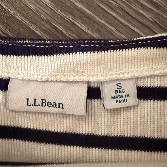 L.L Bean Cream and Navy Striped 3/4 Sleeve Boatneck - Picture 5 of 9